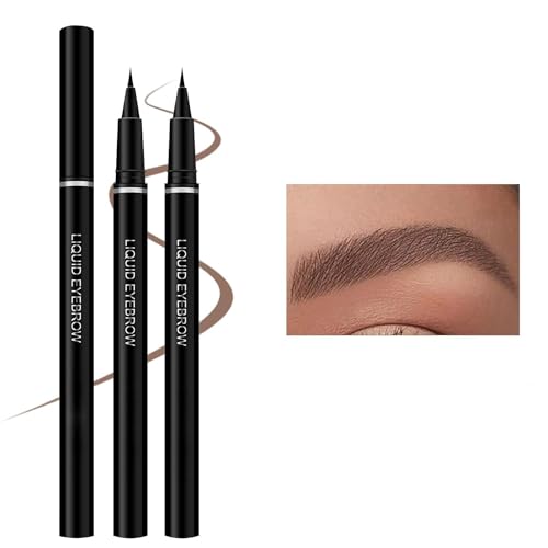 MAEPEOR 2PCS Ultra-Fine Eyeliner 5 Colors 2-in-1 Multifunctional Liquid Eyeliner Eyebrow Pencil Longlasting Waterproof Smudge-proof Quick Drying Eye Makeup Pen (2PCS, 03 Light Brown)