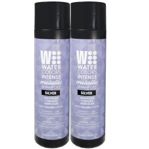 Watercolors Intense Metallic Color Depositing Shampoo, Semi Permanent Hair Color - 8.5 oz (SILVER-2 PACK)