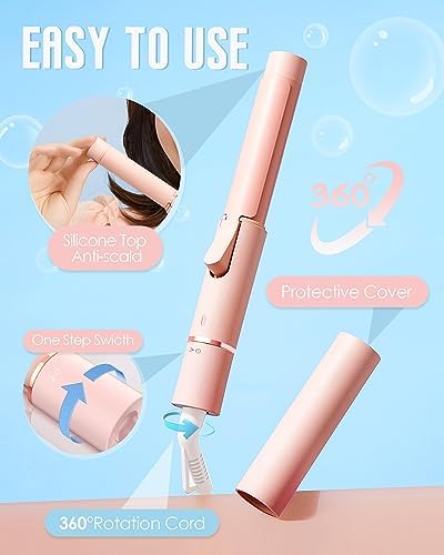 Mini Curling Iron for Short Hair,Travel Curling Iron Dual Voltage,Ceramic Small Curling Wand,Barrel Hair Curling Iron 1 Inch Heat-Up Fast,Pink Portable Hair Curler - Image 4