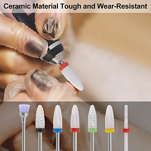 CGBE 7-Piece Ceramic Nail Drill Bits Set 3/32'' for Acrylic Gel Nails and Cuticle Care - Image 3