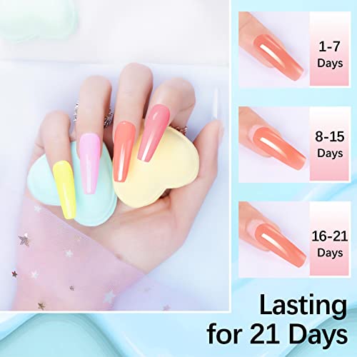 Poly Nail Gel Kit-8 Colors PoIy Extension Gel Set for Nail Thickening Solution Temperature Color Changing Poly Gel Nail Set Rainbow Colors French Manicure DIY Design - Image 7