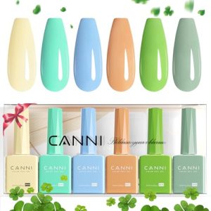 CANNI 9ml Pastel Gel Nail Polish Set 6 Piece Collection for Home Salon Gifts