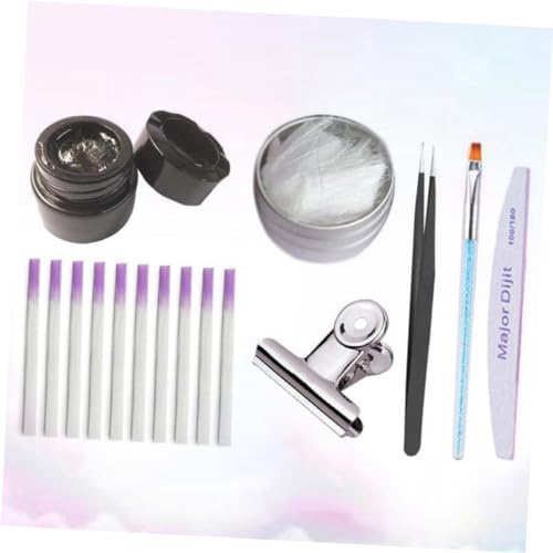 16 Pcs Fiberglass Nail Extension Gel Kit with Files, Stickers, Tweezers, and Glue - Image 3