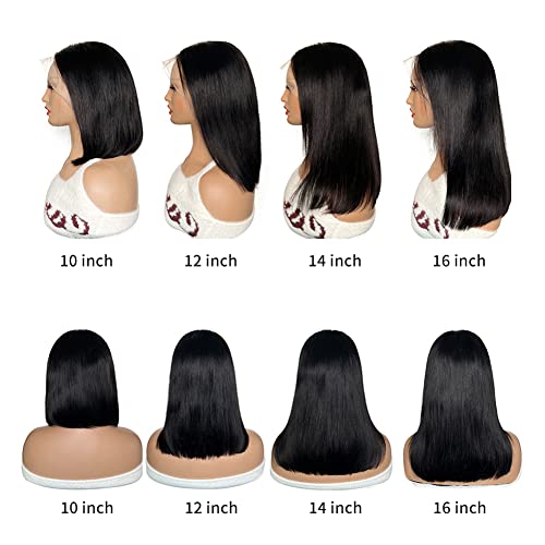 14 Inch Natural Black Human Hair Bob Wig 13x4 Lace Front 150% Density for Women - Image 8