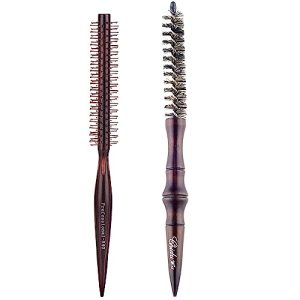 Compact Styling Hair Brush Set: Mini Round Nylon Bristle Brush & Small Boar Bristle Brush - Perfect for Short Hair Blow Drying and Styling