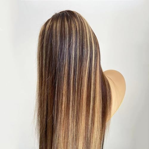 Human Hair Straight Long Wig Ombre Blonde Mix Highlights #2/27 Colored 13X6 HD Transparent Lace Front Wig With Baby Hair 100% Virgin Glueless Brazilian Hair 150% Density For Black Women 18 Inches - Image 4