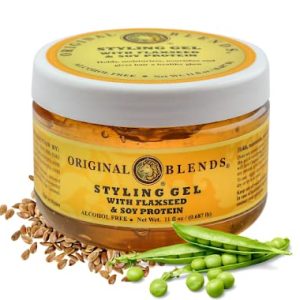 Natural Hair Gel with Flaxseed & Soy Protein - Non-Flaking, Firm or Light Hold for All Hair Types - Hair Product for Adults & Children - (11 Fl Oz Jar)