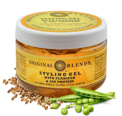 Natural Hair Gel with Flaxseed & Soy Protein - Non-Flaking, Firm or Light Hold for All Hair Types - Hair Product for Adults & Children - (11 Fl Oz Jar)