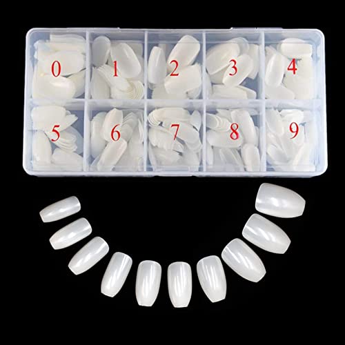 Acrylic Nails Tips Short Coffin 500PCS Ballerina Artificial False Nail Tip Full Cover 10 Sizes with Box for Art Salons & Home DIY (Natural) - Image 3