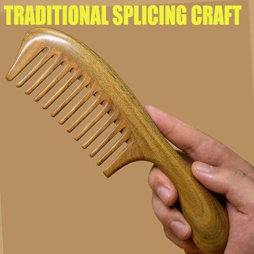 Comb Wide Tooth Comb Hair Comb Wooden Comb for Women Detangling Comb Green Sandalwood Comb for Men Women - Image 6