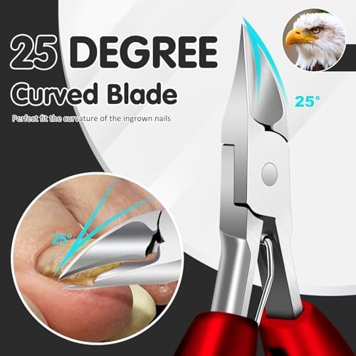 Toenail Clippers for Thick Toenails - Ingrown Sharp 25°Curved Blade Heavy Duty Nail Clippers for Seniors, Large Wide Jaw Opening Ingrown Toenail Clippers, Toe Nail Cutter with Easy-to-Grip Soft Handle - Image 2