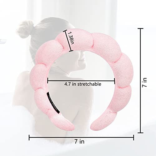 Sponge Spa Headband for Washing Face, 2 Pack Makeup Headbands Women Girls, Wash Yoga Sports Shower Head Band Terry Towel Cloth Hair Skincare, Removal - Image 5