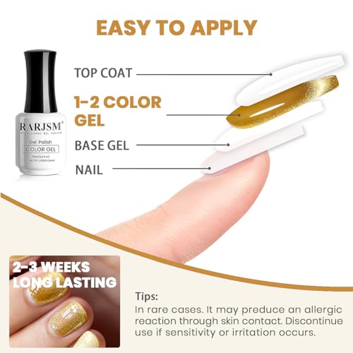 RARJSM Cat Eye Gel Nail Polish with Magnet Stick Diamond Brown Gold Velvet Cateye Glitter Gel Polish 15ml Single Bottle Sparkle Shimmer UV LED Curing Requires Soak Off Home Salon Christmas Manicure - Image 7