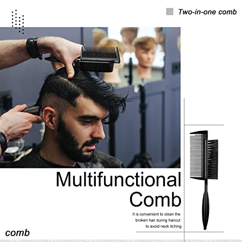 4 Pieces Barber Fade Brush 2-In-1 Fading Brush Nylon Clipper Brush Barber Brush with Comb Barber Blade Brush Neck Beard Brush Hair Clipper Brush Styling Brush Tool for Men (Black) - Image 6