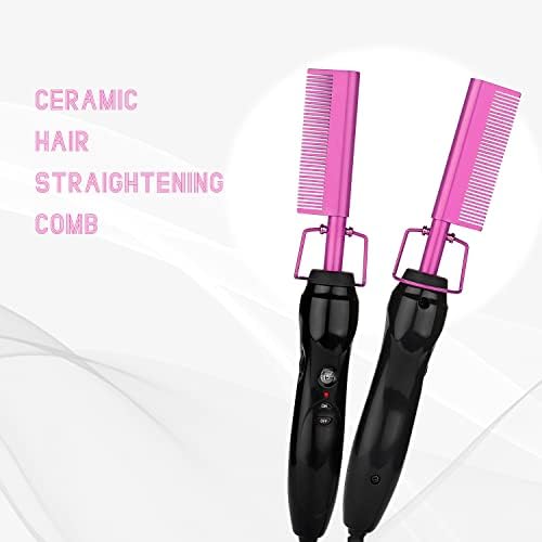 Hot Comb Hair Straightener Electric Heating Pressing Comb Ceramic Flat Iron Curler Portable Hair Straightener Brush for Natural Black Hair Anti-Scald Beard Wigs Straightening Comb - Image 7