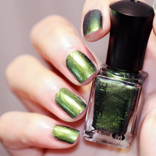 Chameleon Nail Polish Green Color Shifting, Galaxy Glossy Holographic Gel Nail Polish Glitter Fast Dry Polish, High Shine Finish Glossy Halo Manicure Set for Home Salon - Image 2