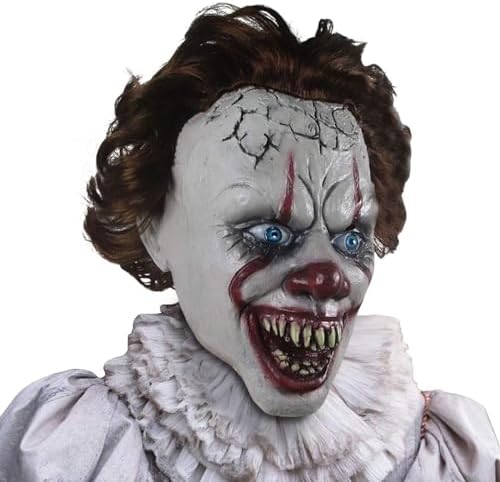 Scary Clown Mask, Creepy Evil Clown Latex Face Masks for Adults Halloween Cosplay Party Props