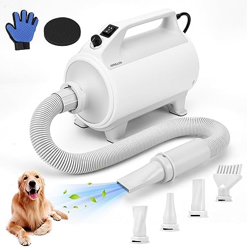 Professional 3-Speed Dog Grooming Dryer with Heater and Included Accessories