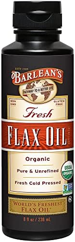 Barlean's Organic Flaxseed Oil Liquid 8 oz 7,640mg ALA Omega 3 Vegan Gluten Free