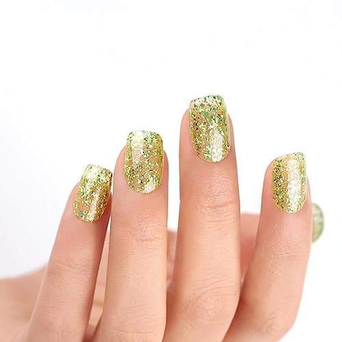 Imtiti 0.5 fl oz Clear Yellow Green Glitter Gel Nail Polish for DIY Nail Art, Shimmer Finish - Image 2