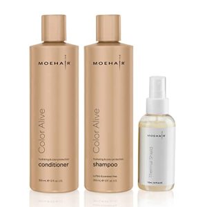 Moehair Pack for Colored Hair, Color Alive Shampoo 12 Fl Oz and Conditioner 12 Fl Oz and Thermal Shield Spray 3.4 Fl Oz, Complete Haircare Solution for Colored Hair