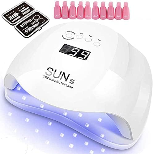54W Gel UV LED Nail Lamp, Nail Dryers for Gel Polish Curing Lamp with 36 Dual Light Source LEDs, 4 Timer Setting Gel Nail Polish Kit with UV Light, Professional Polygel Nail Kit
