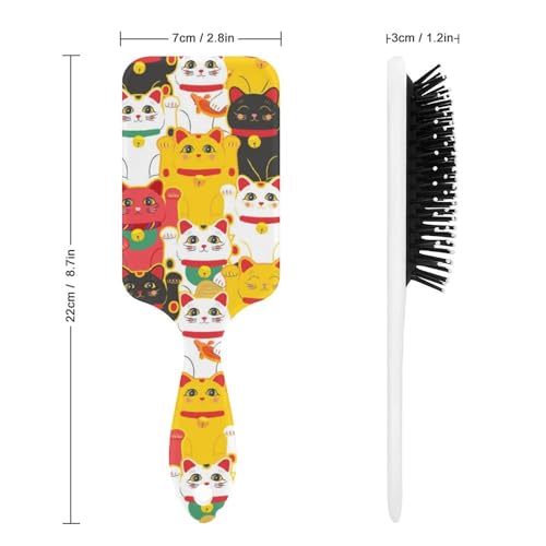 Japanese Cute Lucky Cat Air Cushion Hair Brush, Gentle Nylon Bristles for All Hair Types - Image 2