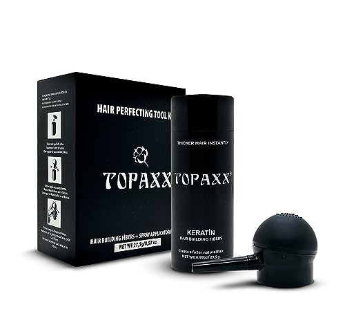 Hair Building Fibers 2-in-1 Kit Set, Includes Hair Thickening Fibers & Spray Applicator Pump Nozzle,For Men and Women Instantly Conceal & Thicken Thinning or Balding Hair Areas (Black)