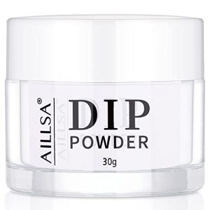 AILLSA Pure White Nail Dip Powder 1 Oz for Christmas and Winter French Nail Art