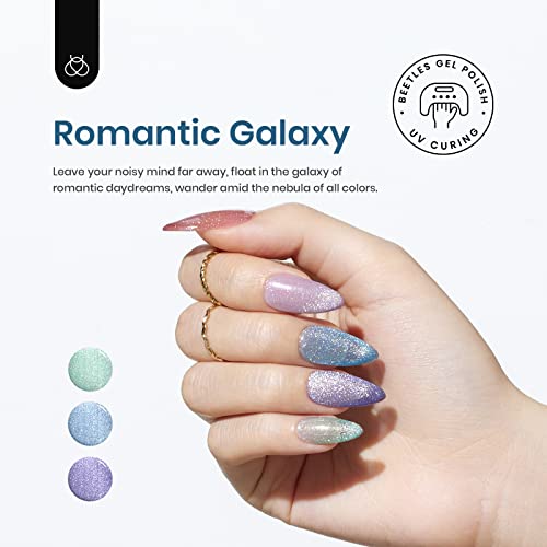 Beetles 20 Colors Gel Art Kit with 3Pcs Base Gel Glossy Top Coat and Nail Glue 7Pcs Mirror Effect Metal&6 Colors Holographic Glitter Cat Eye Gel Polish Kit with Magnet Romantic - Image 7