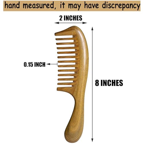 Comb Wide Tooth Comb Hair Comb Wooden Comb for Women Detangling Comb Green Sandalwood Comb for Men Women - Image 2