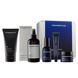 Men's Daily Anti-Aging 5-Step Skincare Routine Bundle with Face Wash, Toner, Serum, Revitalizing Eye Cream, and Face Cream