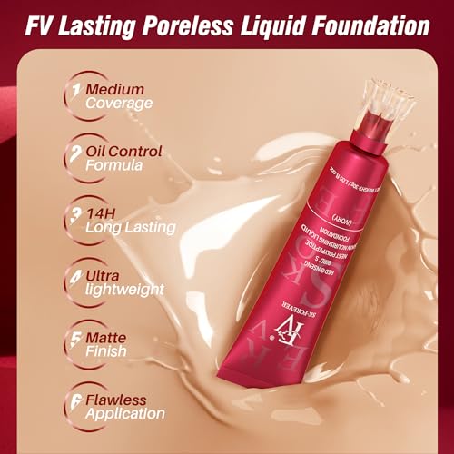 FV Waterproof Foundation with Translucent Setting Powder, Long Lasting & Matte Finish, Lightweight Foundation Makeup Set for Oily/Normal Skin, Pore Minimizer & Oil-Control, Ivory & Shimmer Sheer - Image 4