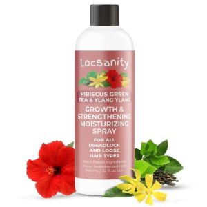 Locsanity Hibiscus Green Tea Hair Growth Spray for Dreadlocks and Loose Hairstyles Hair Care Treatment – Jumbo Size Loc Moisturizer for Thicker, Fuller, Longer Hair (32oz)