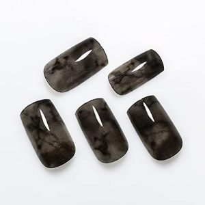 Ink Pattern Squoval Short Soild Color Black Color Press On Nails Salons At Home Daily Wear Reusable Manicure Datechable Fingernails Uv Gel Glossy Nail Tips Cute Lovely Cosplay Wear