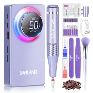 Saviland 50000RPM Nail Drill for Acrylic: 2024 High Tech Fast Removal Electric Nails Drill Kit 6000mAh Rechargeable Machine Dremal Professional Drill Bit Nail File Buffer Tools Salon Manicure Pedicure