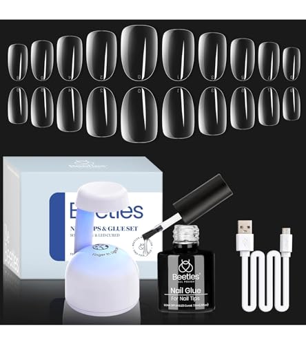 Beetles 23Pcs Pastel Gel Nail Polish Kit with Beetles Gel Nail Kit Short Oval Easy Nail Extension Set with 500Pcs Soft Gel Nail Tips - Image 6