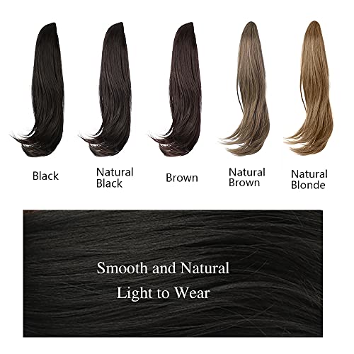 Claw Clip in Ponytail Extension for Women Black Synthetic Hair Pony Tails High-Resistant Fiber Hair for Girls 16 inches - Image 6