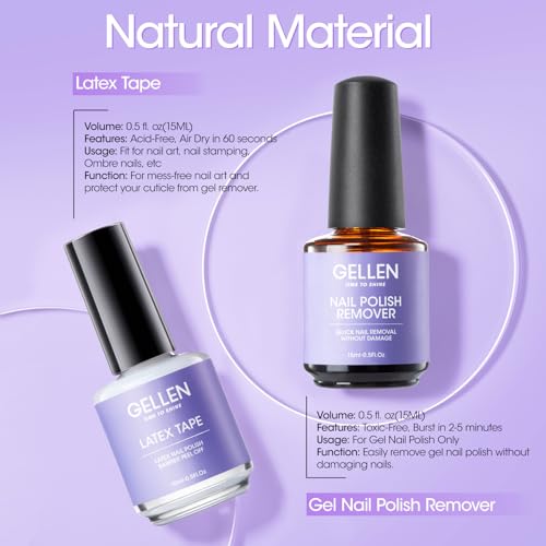 Gellen 15ml Gel Nail Polish Remover Kit with Cuticle Guard and Peel Off Liquid - Image 4