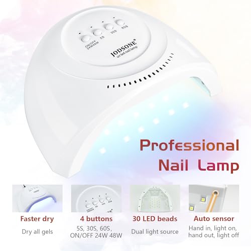 JODSONE 36 PCS Gel Polish Kit with U V Light 4 Bottles of Base Coat Glossy Matte Glitter Top Coat - Image 2