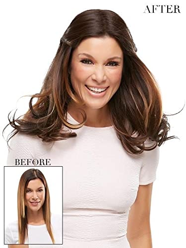 EasiPart HD XL 18" Length Topper Color 4 Brownie Finale Hairpieces Heat Friendly Synthetic Clip In 1 Piece Monofilament 3” x 5.75” Base Cover Thinning Bundle MaxWigs Hairloss Booklet - Image 4