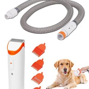 Pet Vacuum Attachment for Dogs Grooming, 2-in-1 Dog Brush Vacuum Attachment for Shedding, Compatible with Shark, Dyson, Miele, Shop Vac and Most Vacuum Cleaners, Interface Diameter 1.35”-1.85“
