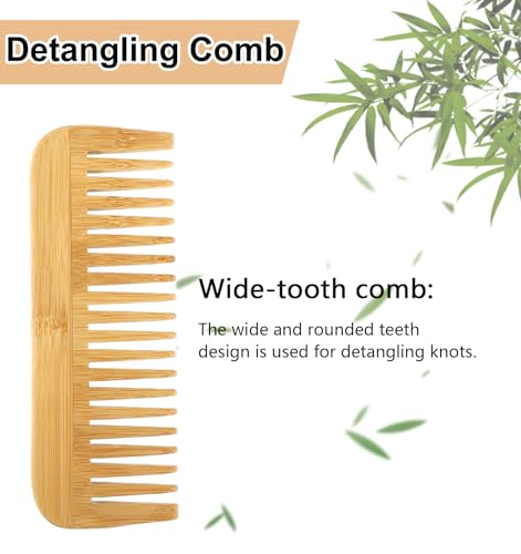 Boars Hair Brush, Comb and Brush Set, Boar Bristle Hairbrush for Thick Curly Thin Long Short Wet or Dry Hair Adds Shine and Makes Hair Smooth, Bamboo Hair Brush for Women, Men, Kids 2PCS - Image 3
