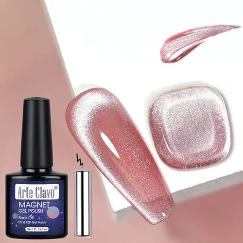 Arte Clavo 10ml Holographic Glitter Jelly Pink Cat Eye Gel Polish Set of Pink Colors with Free Magnet UV LED Soak Off Nail Polish DIY Manicure Nail Salon Varnish 6009…