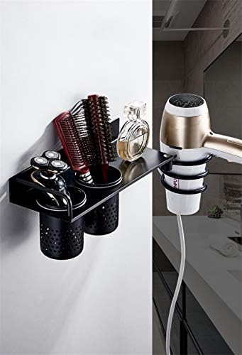 Black Bathroom Wall-Mount Hair Tool Organizer with Multiple Storage Slots - Image 5