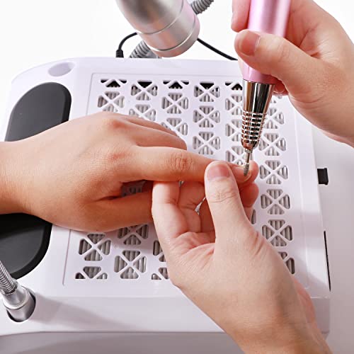 Nail Dust Collector for Acrylic Nails 4 in 1 Nail Dust Collector Vacuum for Polygel Acrylic Nails Electric Nail Drill Bits 80W Nail Vacuum with Efile Nail Drill+Hand Rest for Nails + LED Desk Lamp - Image 4