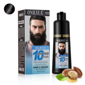 Black Beard Dye 200ml for Fast 10-Minute Coverage with 3-in-1 Formula