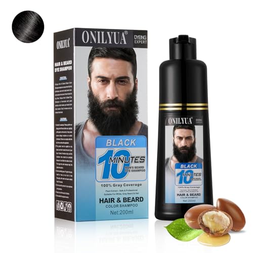 Black Beard Dye 200ml for Fast 10-Minute Coverage with 3-in-1 Formula