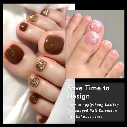 AddFavor 600pcs Soft Gel Toe Nail Tips Clear Square Acrylic Fake Nails 12 Sizes - Image 6