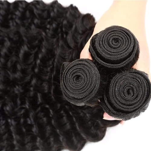 Brazilian Deep Wave Human Hair 3 Bundles 10 12 14Inch Deep Curly Weave Bundles 100% Unprocessed Virgin Human Hair Wet and Wavy Deep Wave Hair Bundles Weft Extensions Natural Black - Image 7